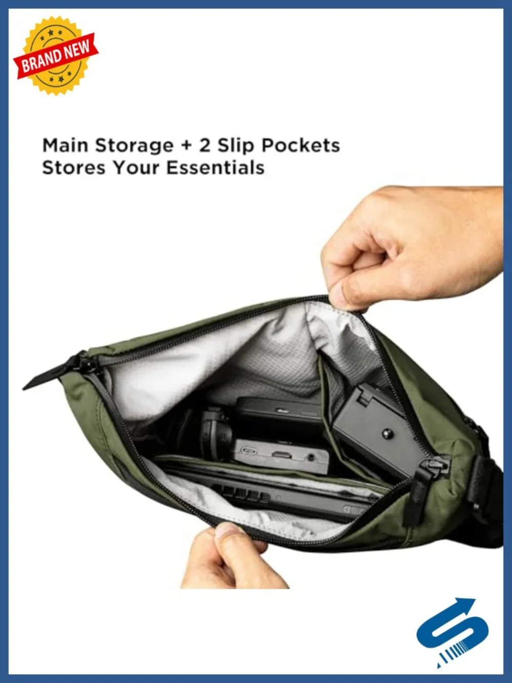 Compact 2L EDC Sling Bag with Key Tether, Expandable Bottle Pocket, YKK